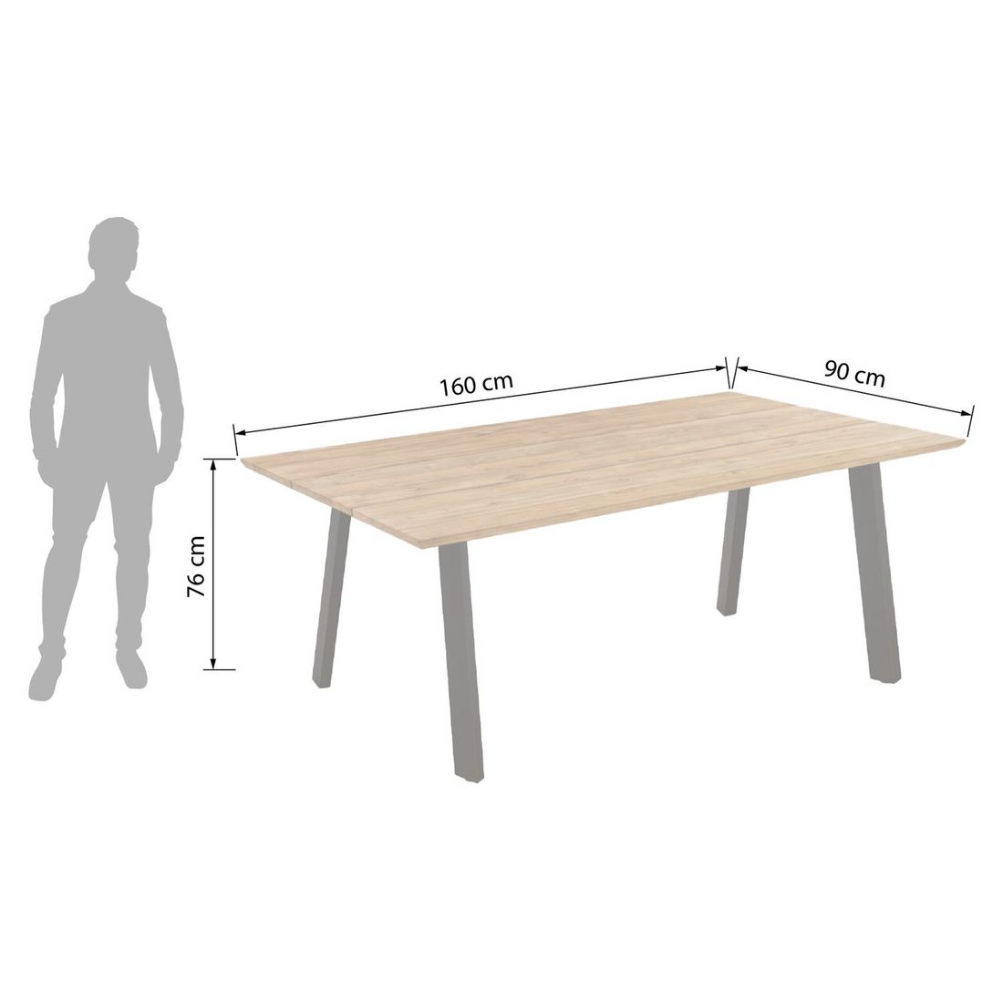OUTLIV. Negara Gartentisch Edelstahl/Teak recycelt