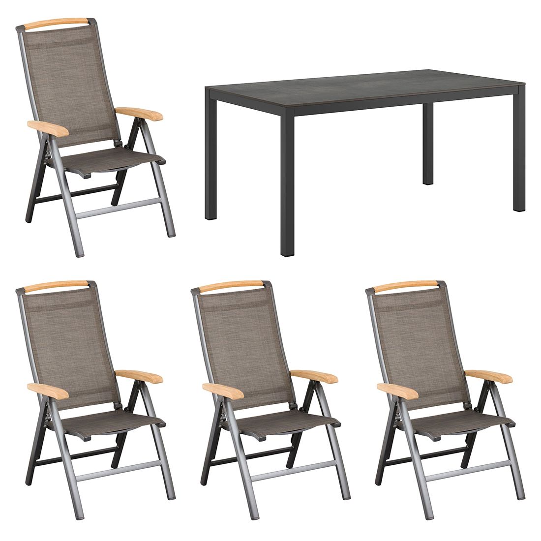 Kettler Memphis Gartenmöbel-Set M verstellbar (4 Plätze) mit OUTLIV. Tisch 160x90cm
