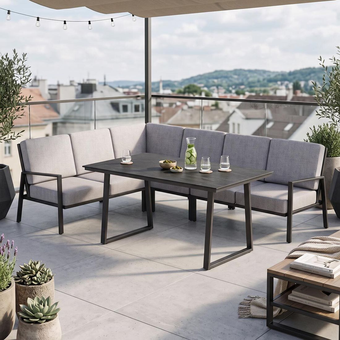 Kettler Zenith Low Dining Dininglounge Tisch 160x95cm Aluminium/Olefin