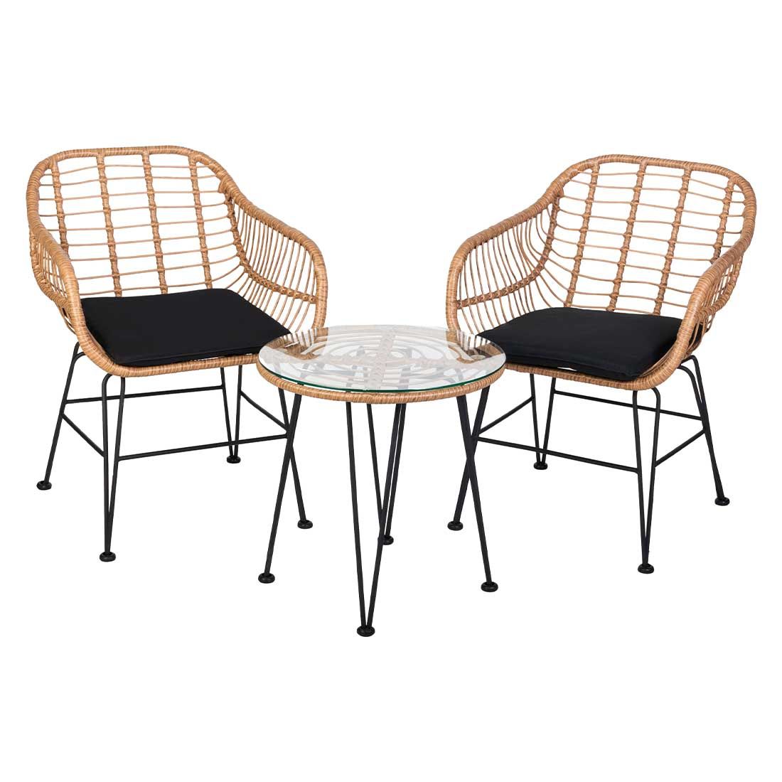OUTLIV. Gartenmöbel-Set 3-teilig Stahl/Geflecht