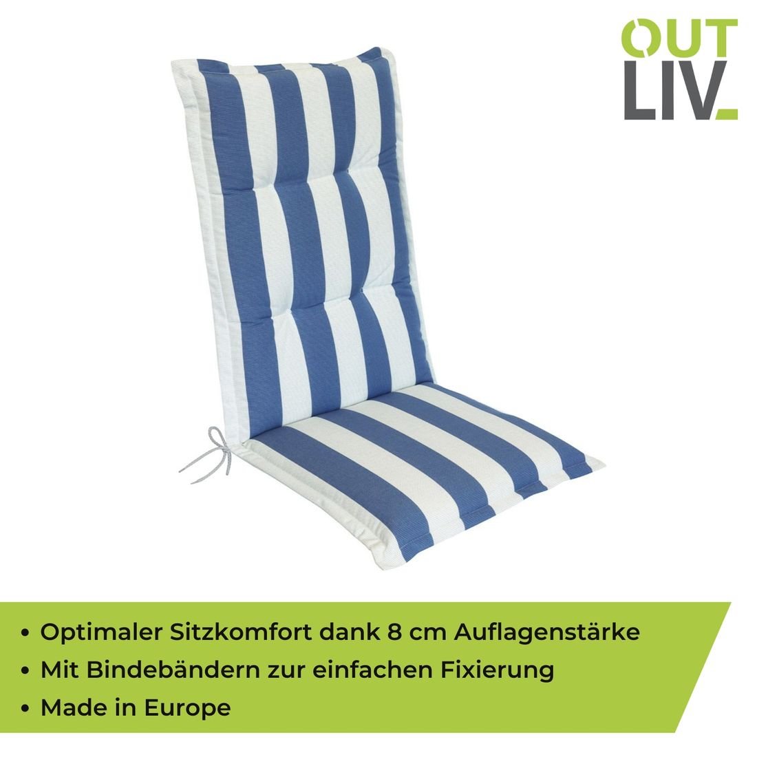 OUTLIV. Florence Gartenstuhlauflage Hochlehner 50x120cm Kunstfaser