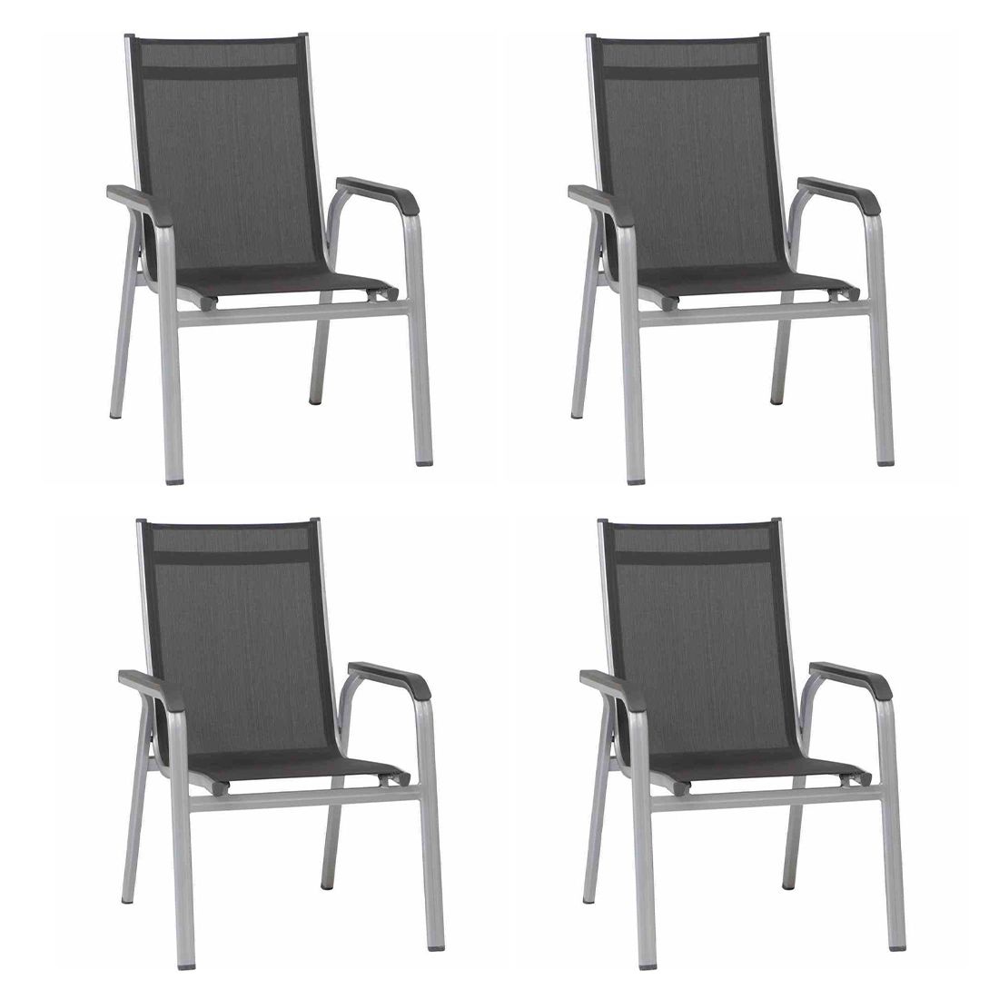 Kettler Basic Plus Stapelsessel-Set Aluminium/Textilene