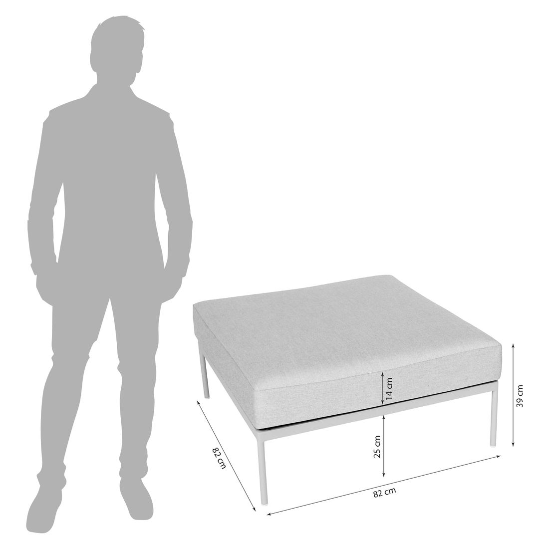 Stern Coco Loungehocker Aluminium/Outdoorstoff