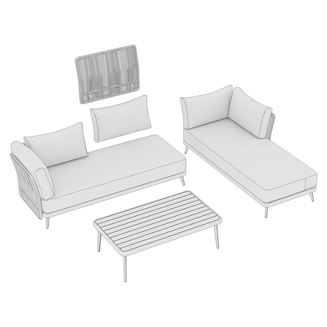 OUTLIV. Ava Ecklounge inkl. Loungetisch Akazie/Rope/Polyester