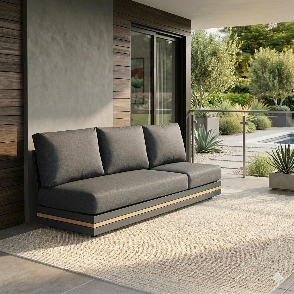 OUTLIV. Triest Gartenloungesofa Aluminium/Teak/Kunstfaser