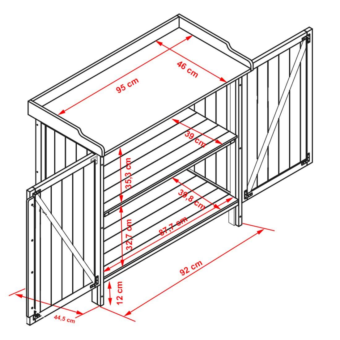 Habau Lino Gartentisch/Pflanztisch mit Unterschrank Spießtanne