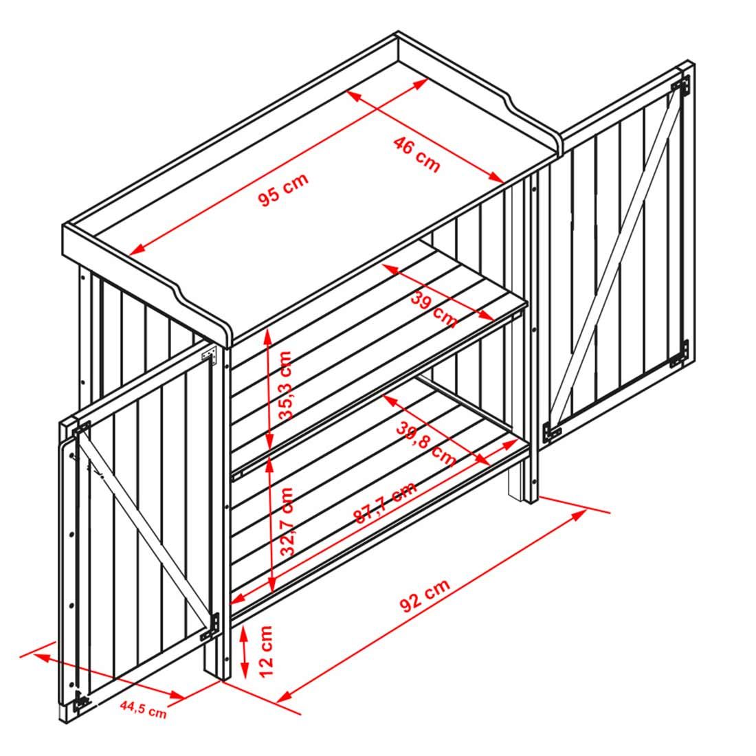 mit Lino Unterschrank Gartentisch/Pflanztisch Spießtanne Grau Habau