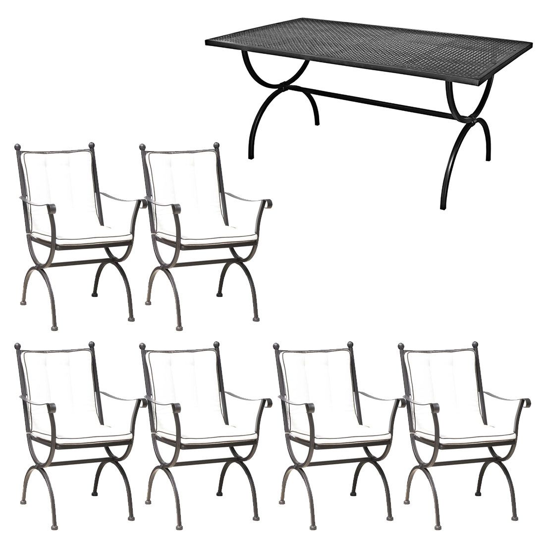 MBM Romeo Gartenmöbel-Set L (6 Plätze) Tisch 160x90cm