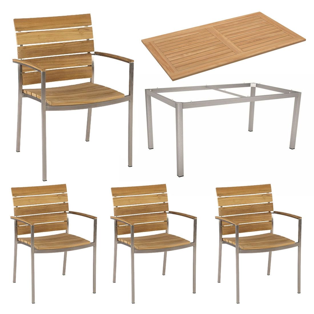 Stern Savona Gartenmöbel-Set M (4 Plätze) mit OUTLIV. Tischplatte 160x90cm
