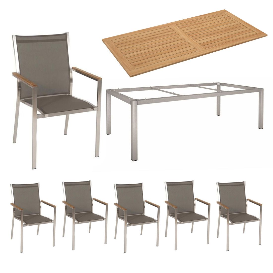Stern Cardiff Gartenmöbel-Set L (6 Plätze) mit OUTLIV. Tischplatte 200x100cm