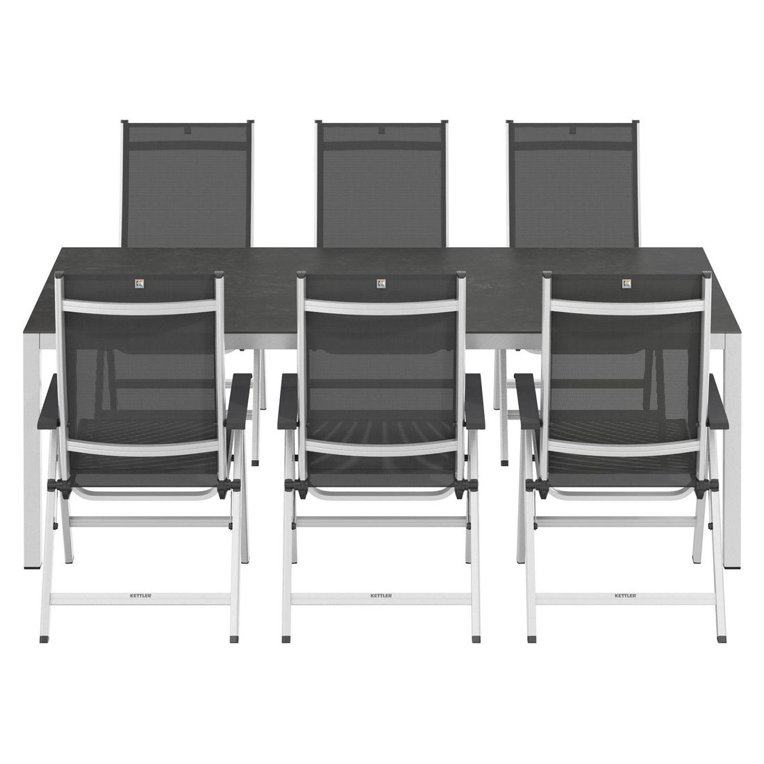 Kettler Basic Plus Gartenmöbel-Set L verstellbar (6 Plätze) mit OUTLIV. Tisch 220x110cm