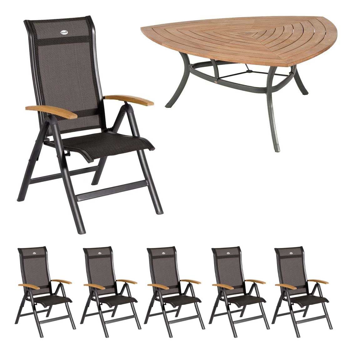 Hartman Alice Sitzgruppe Klapp 7tlg Triangel Tisch 170cm