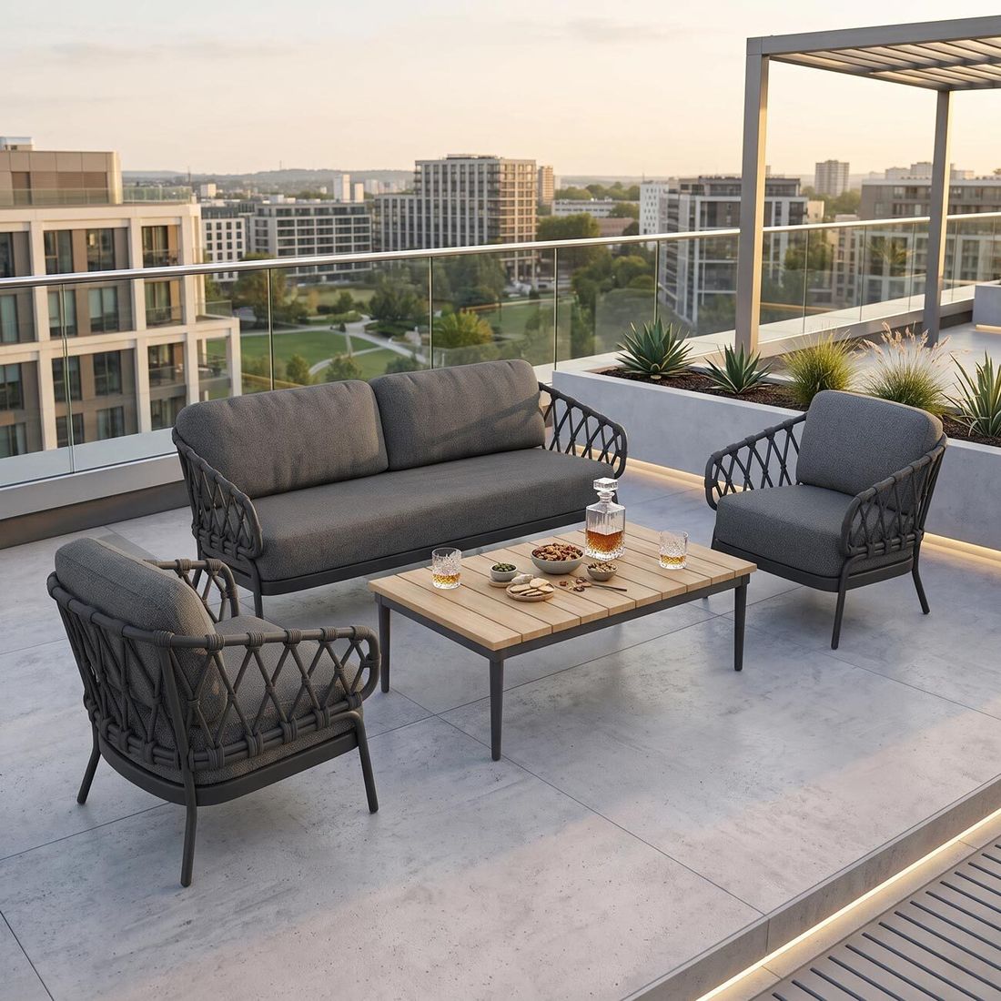 Tierra Outdoor Natal Loungeset inkl. OUTLIV. Loungetisch Aluminium/Rope/Olefin