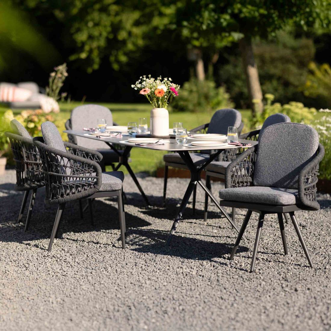 Interliving 7012 Gartensessel drehbar Aluminium mit Sitz- und Rückenkissen