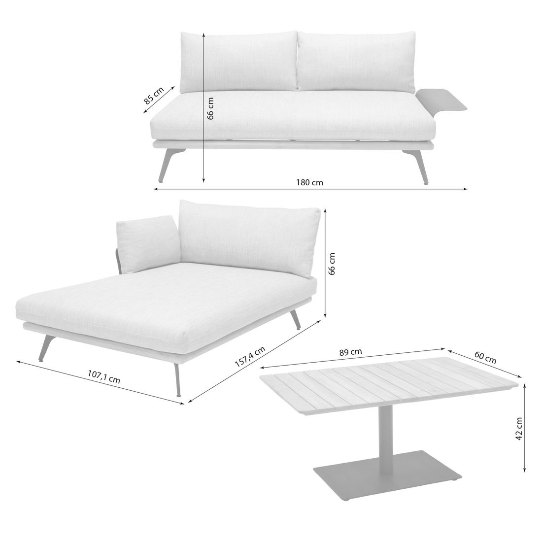 LifestyleGarden Pearl Ecklounge inkl. Loungetisch Aluminium/Teak/Olefin