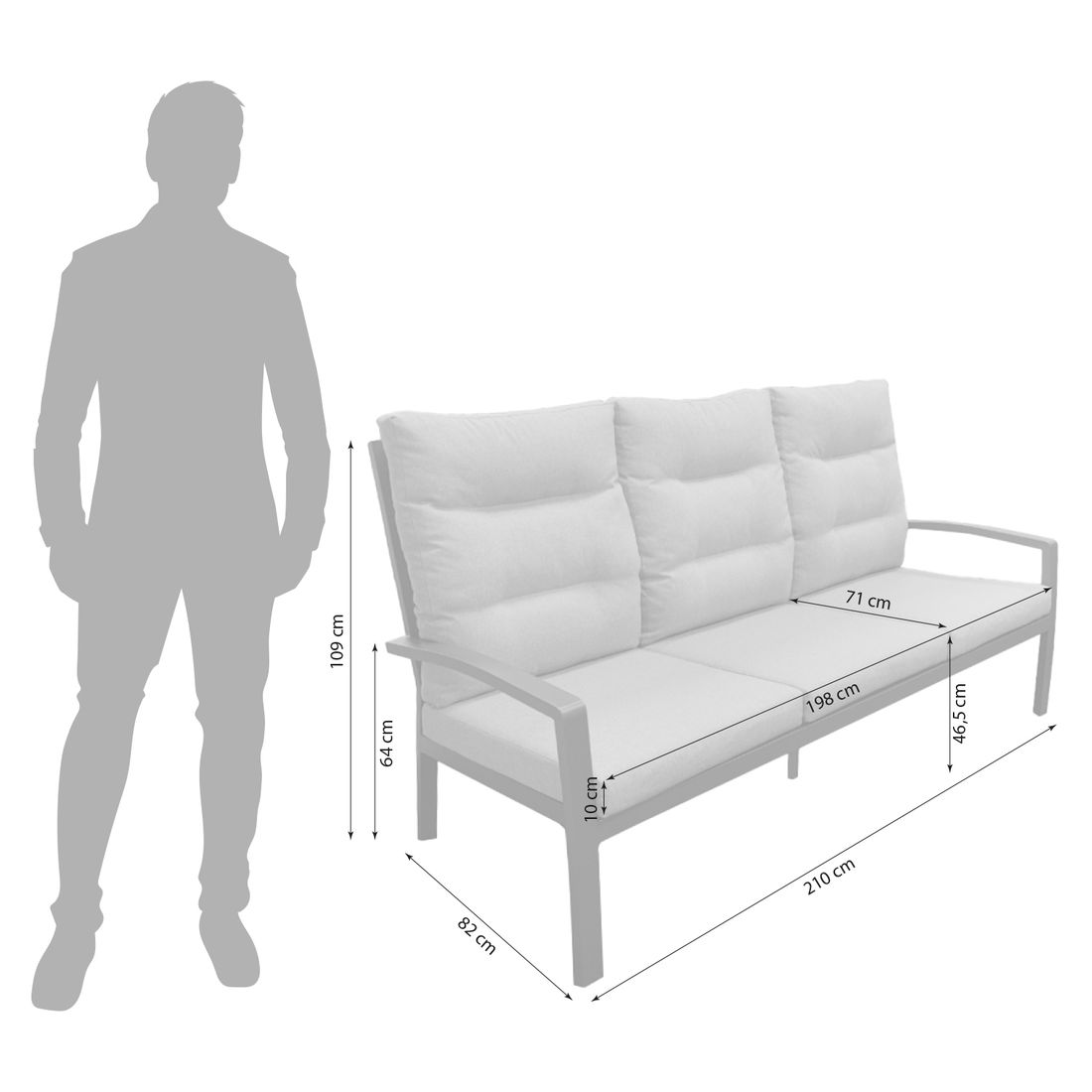 LC Garden Bondino Diningsofa Aluminium/Kunstfaser