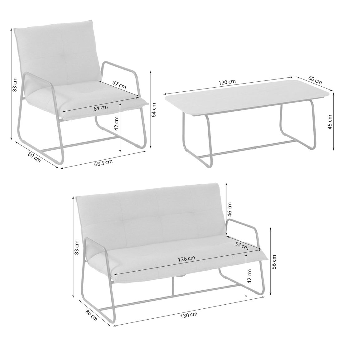Schöner Wohnen Fontein Loungeset inkl. Loungetisch Aluminium/Sunbrella
