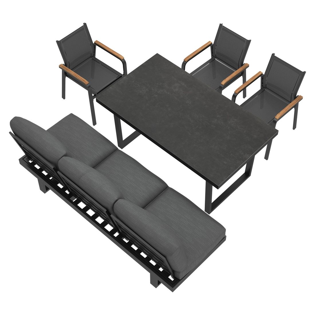 OUTLIV. Atlanta Gartenmöbel-Set L verstellbar (6 Plätze) Tisch 160x90cm