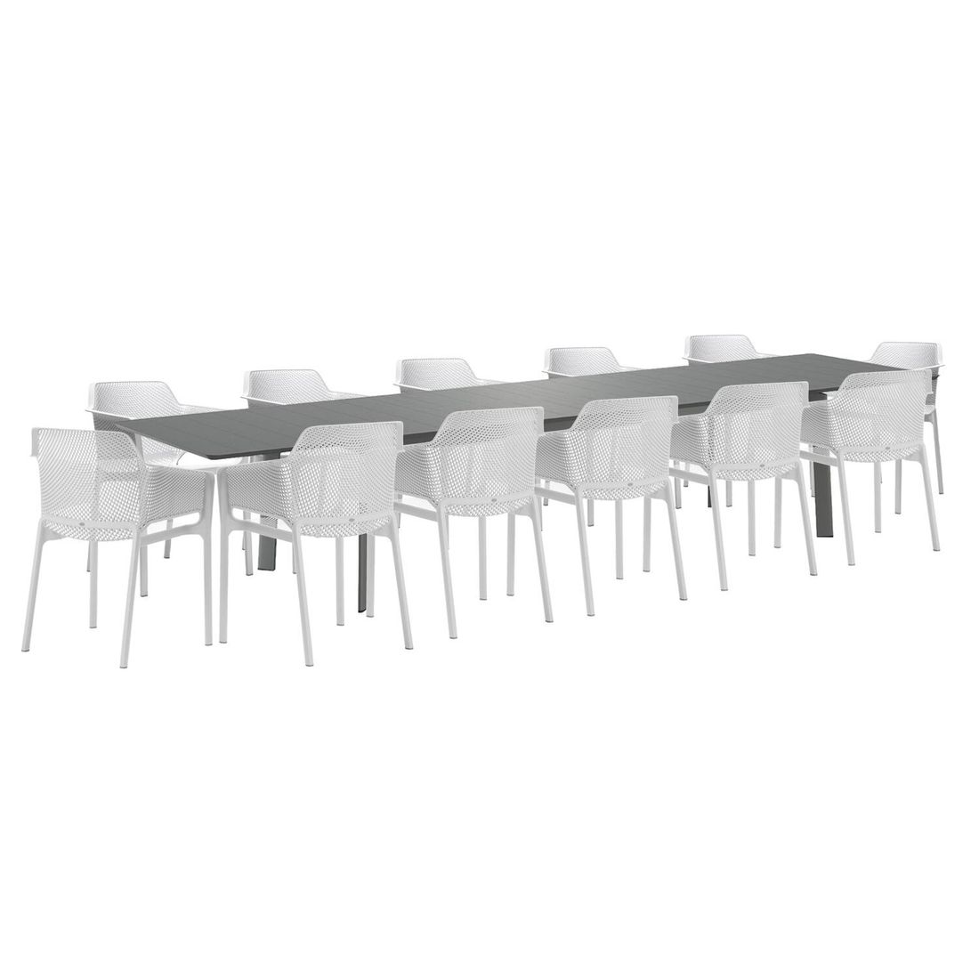 Nardi Net Gartenmöbel-Set XXL (12 Plätze) mit OUTLIV. Tisch 266/331/396x110cm