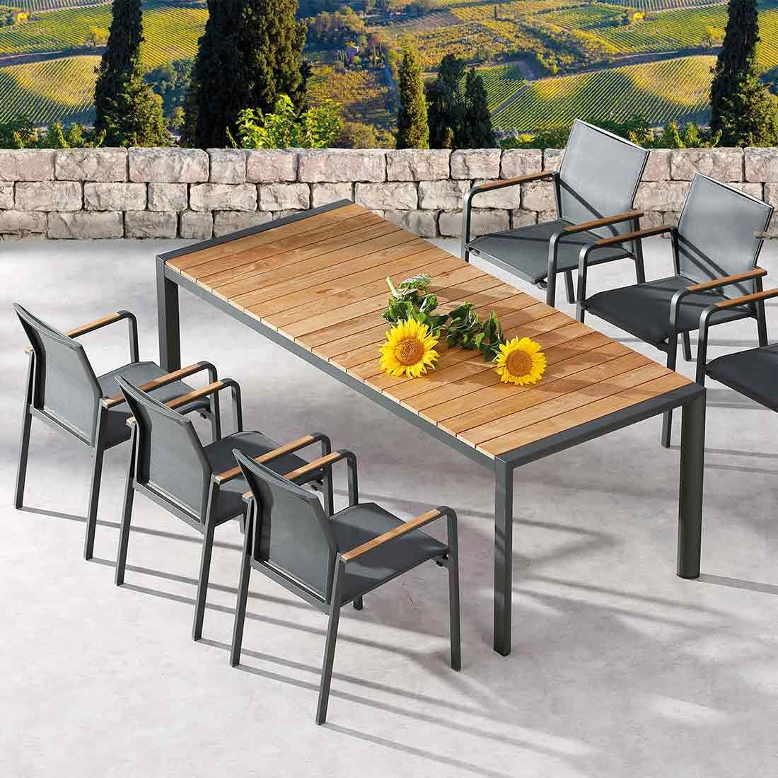 Best Paros Stapelsessel Aluminium/Ergotex/Teak-AL