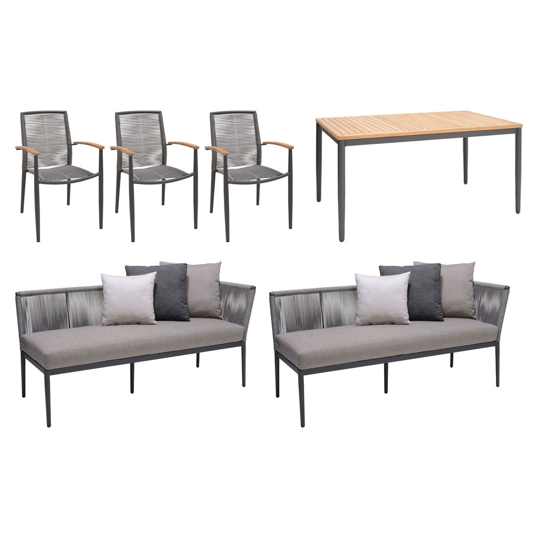 LifestyleGarden Topaz Gartenmöbel-Set L (6 Plätze) Tisch 144x90cm