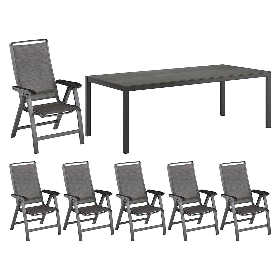 Kettler Forma II Gartenmöbel-Set L verstellbar (6 Plätze) mit OUTLIV. Tisch 220x100cm