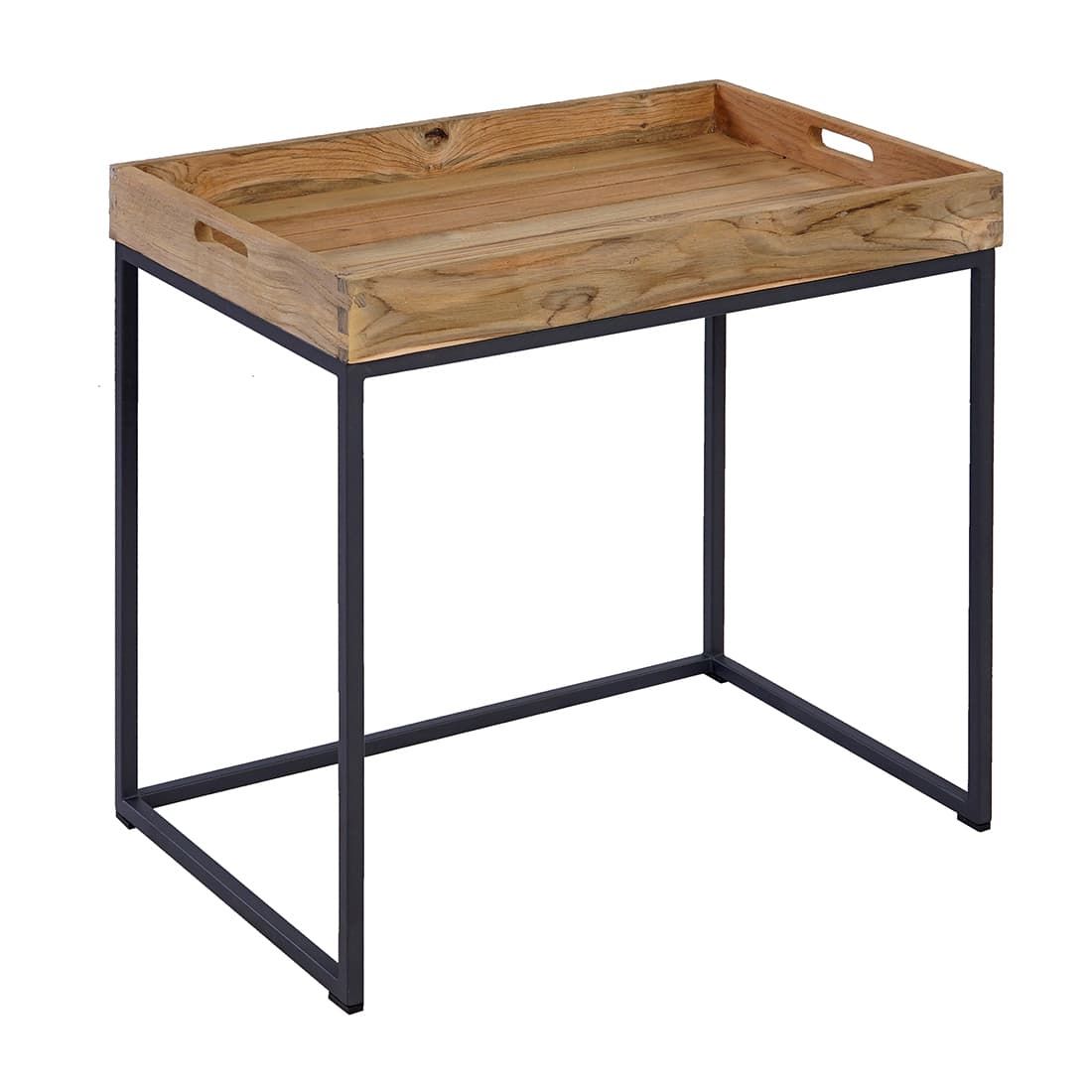 OUTLIV. Tray Beistelltisch 60x40cm Stahl/Teak Recycelt