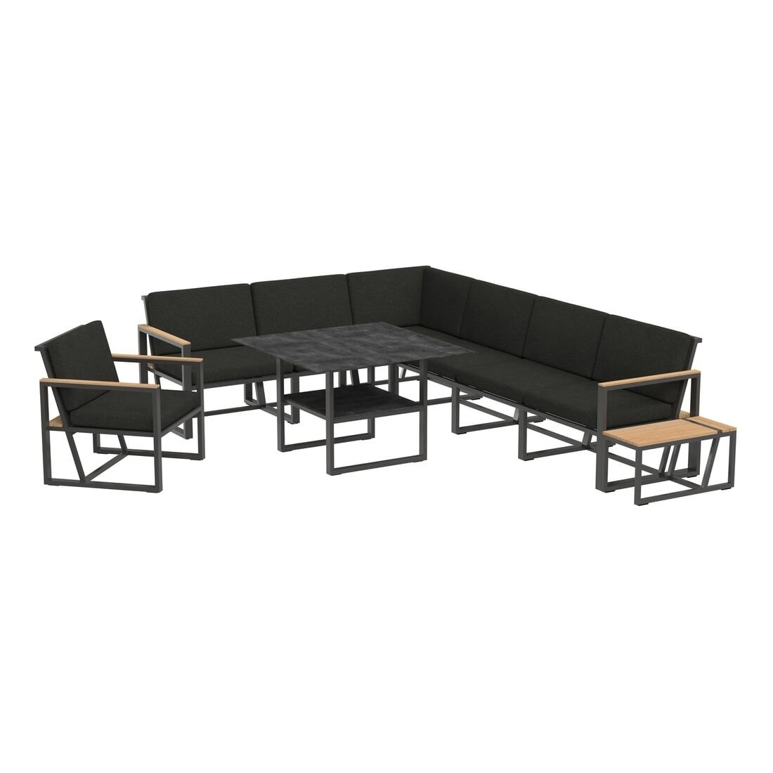 Sieger Havanna Dininglounge 9-teilig Aluminium/Sunproof
