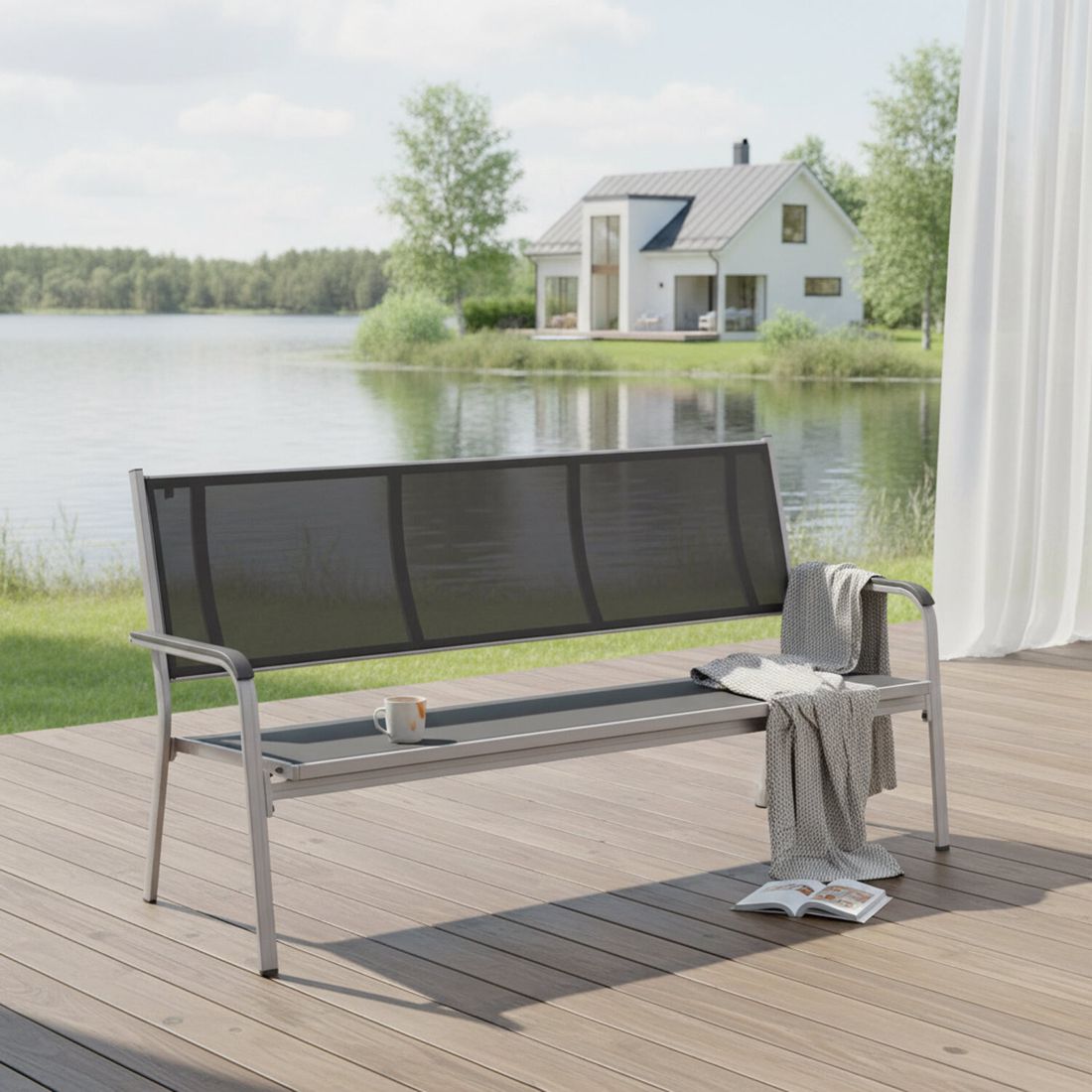 Kettler Basic Plus 3-Sitzerbank Aluminium/Textilene