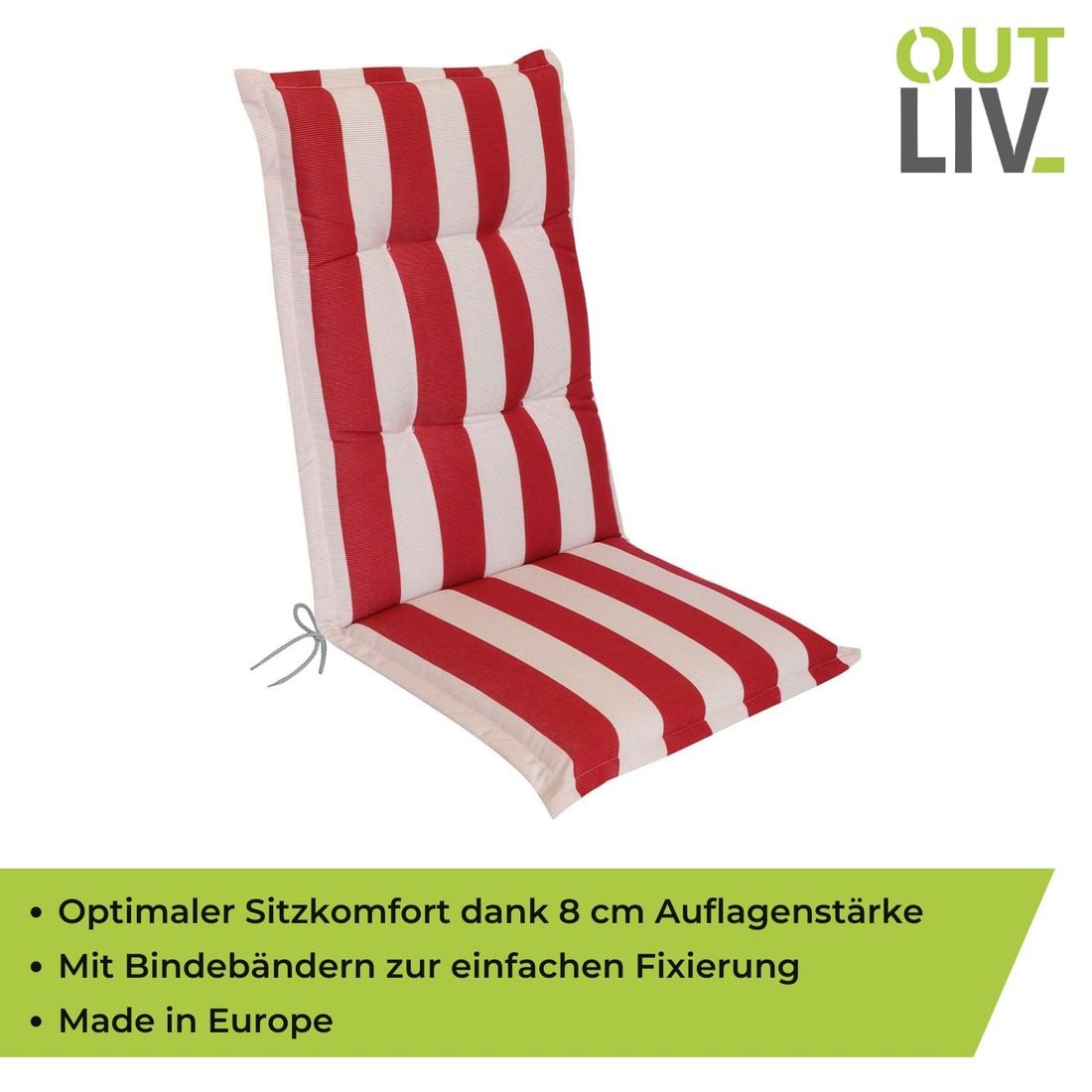 OUTLIV. Florence Gartenstuhlauflage Hochlehner 50x120cm Kunstfaser