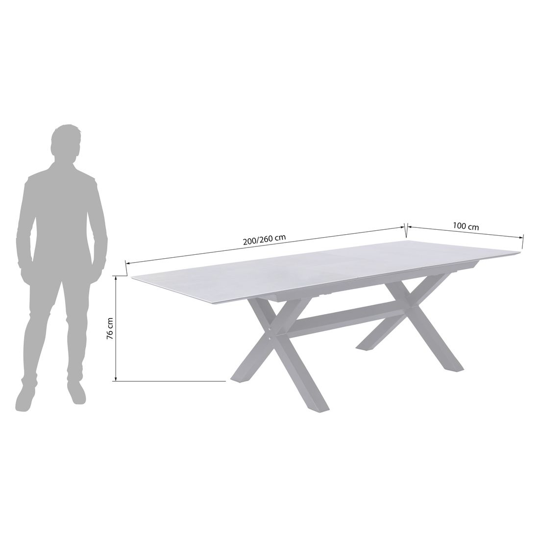 LC Garden Bondino Gartenmöbel-Set L verstellbar (6 Plätze) Tisch 200/260x100cm
