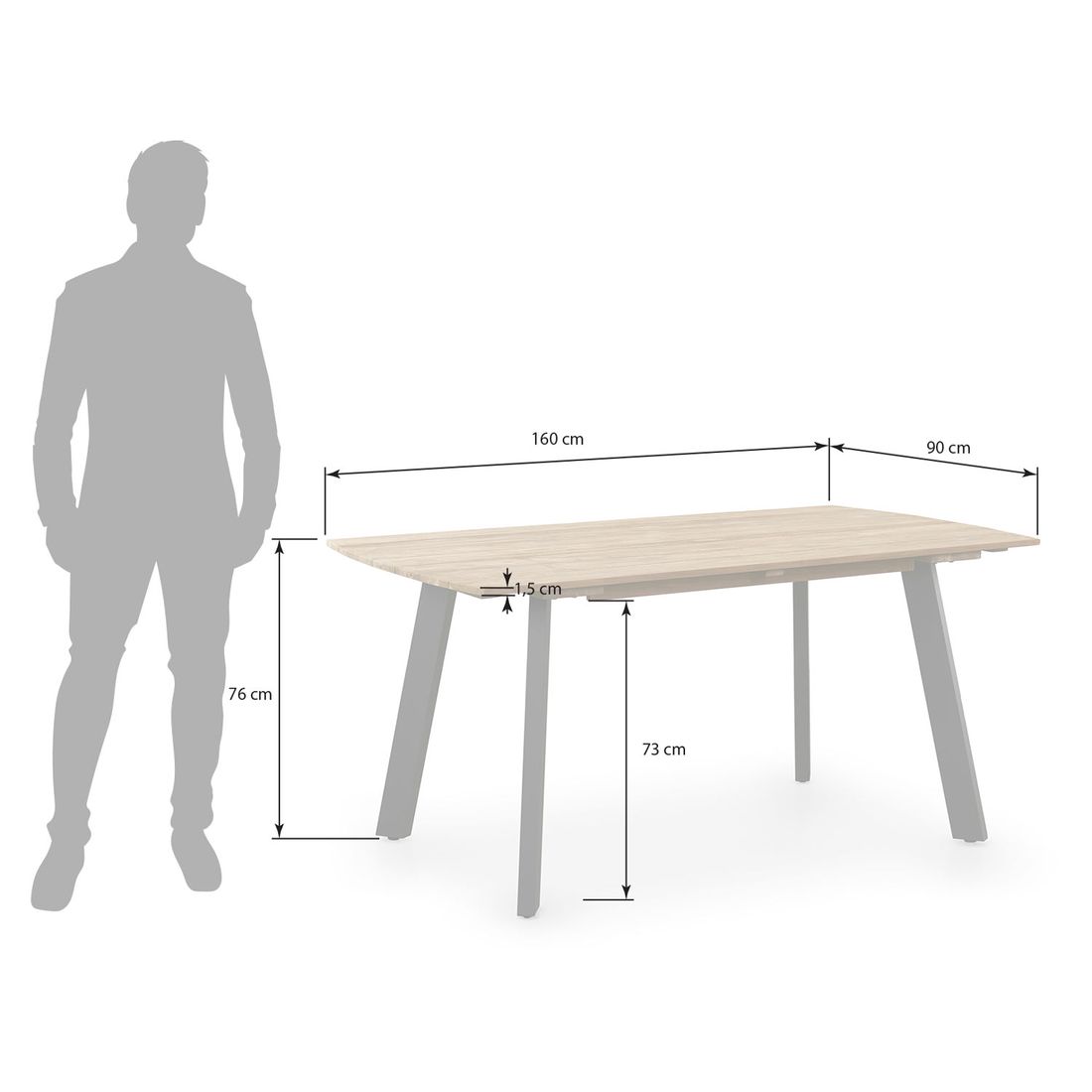 OUTLIV. Ohio II Gartentisch Aluminium/Teak