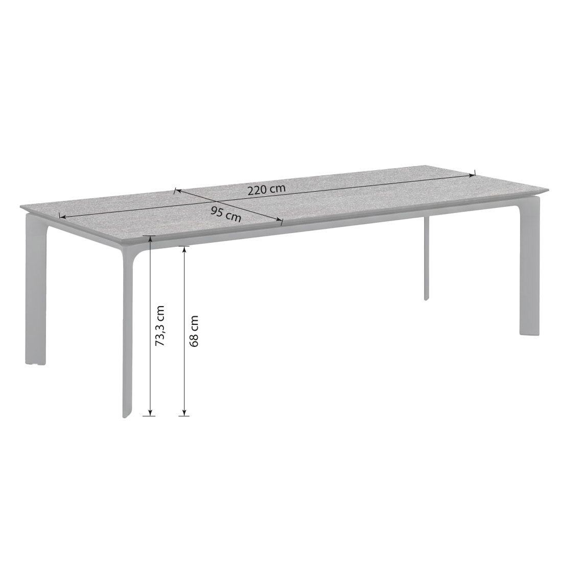 Kettler Diamond Gartentisch 220x95cm Aluminium/HPL