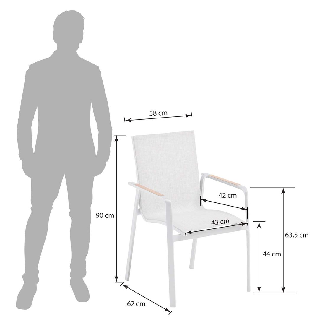Kettler Diamond Stapelsessel Aluminium/Outdoorgewebe
