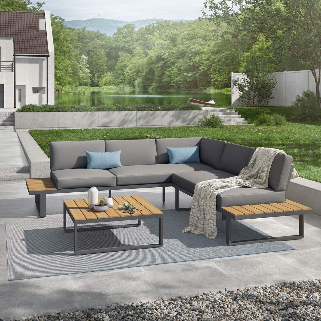 OUTLIV. Albufeira Ecklounge inkl. Loungetisch Aluminium/Polyester