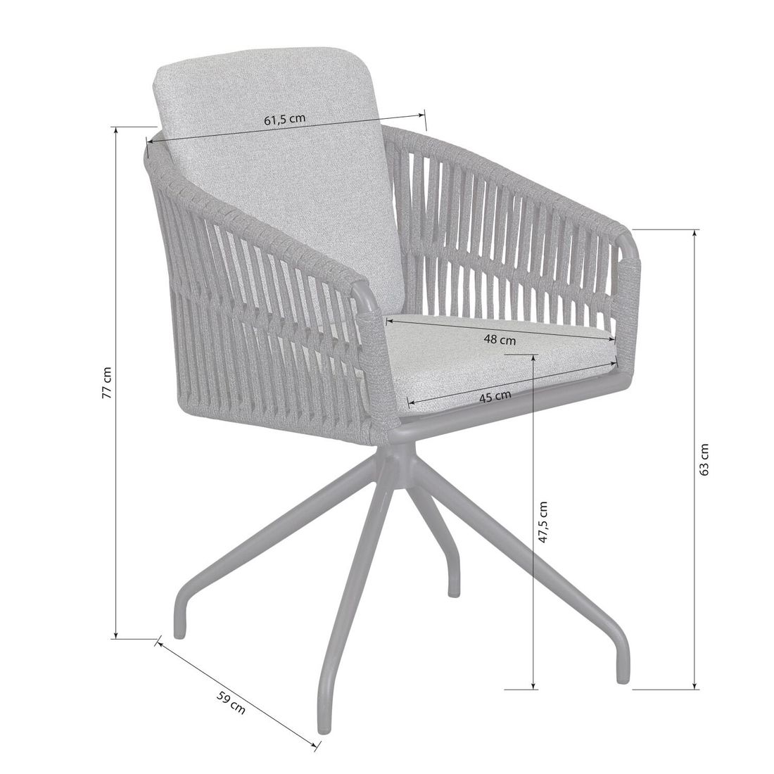 LC Garden Genua Gartensessel drehbar Aluminium mit Sitz- und Rückenkissen