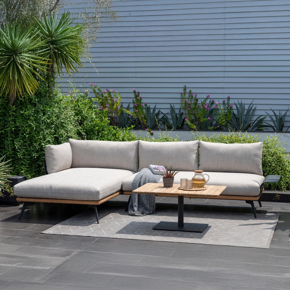 LifestyleGarden Pearl Gartenloungesofa Aluminium/Teak/Olefin