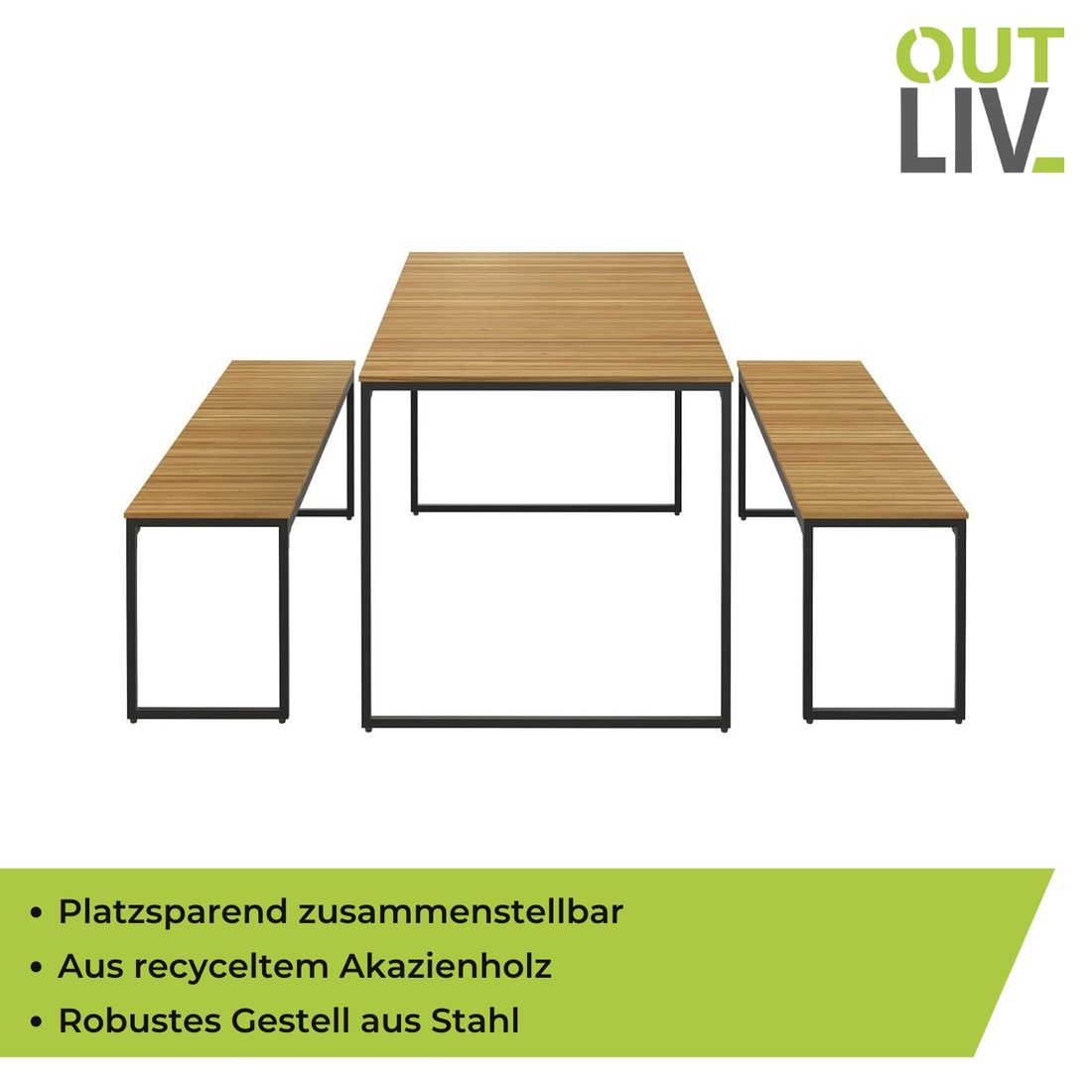 OUTLIV. Floris Gartenmöbel-Set M (4 Plätze) Tisch 160x78cm