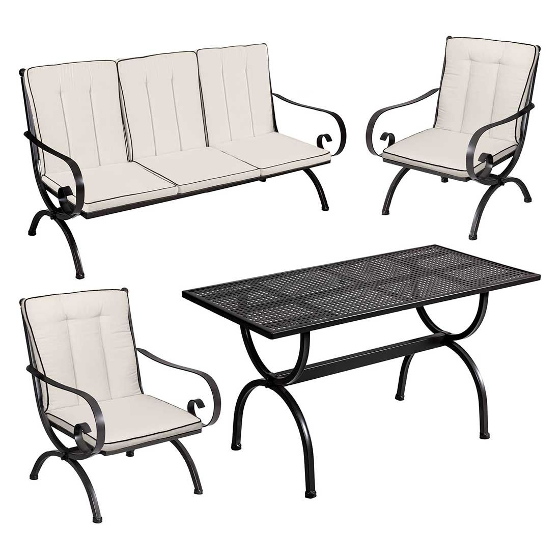 MBM Romeo Gartenmöbel-Set M (5 Plätze) Tisch 135x70cm