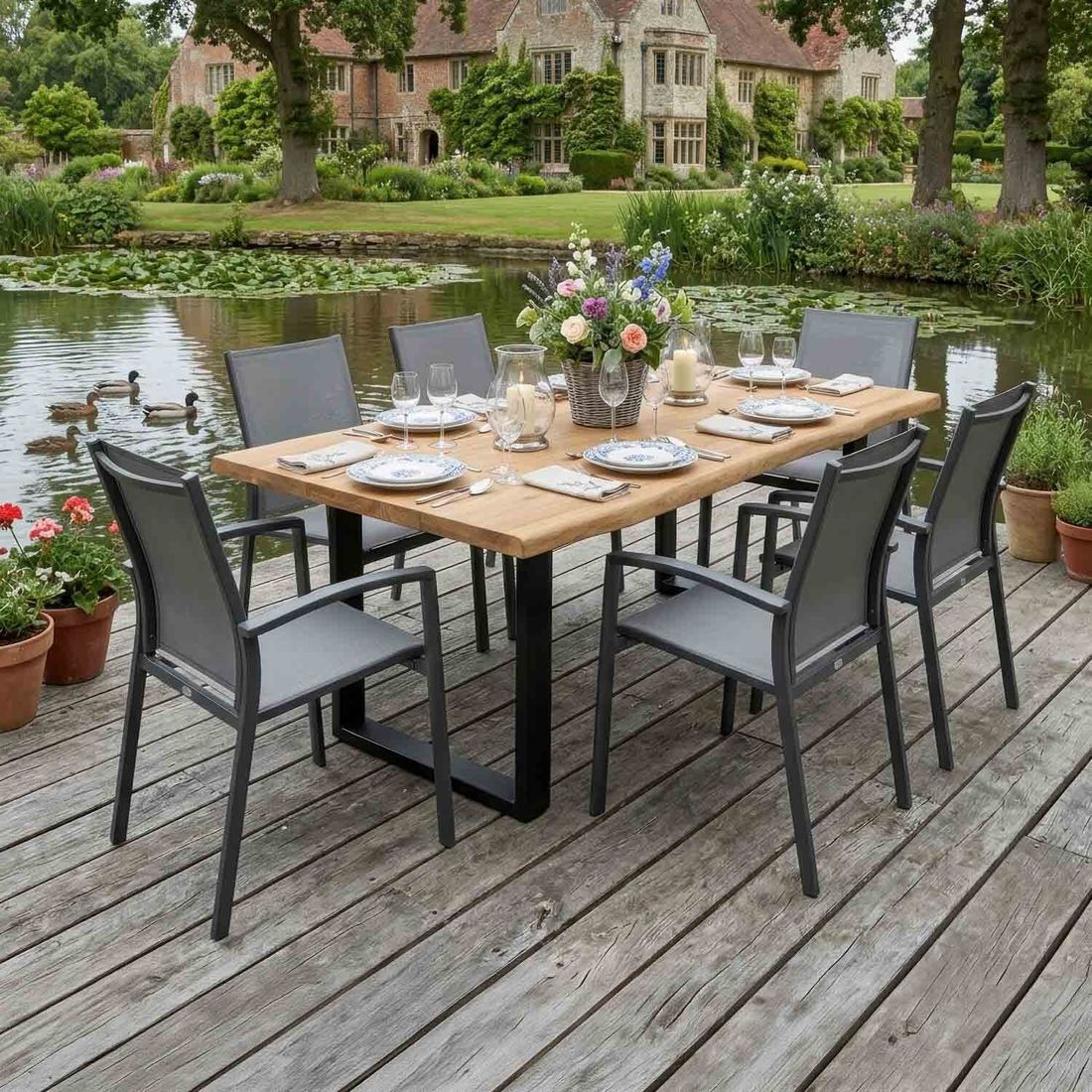 Siena Garden Velia Gartenmöbel-Set L (6 Plätze) mit OUTLIV. Tisch 200x100 cm