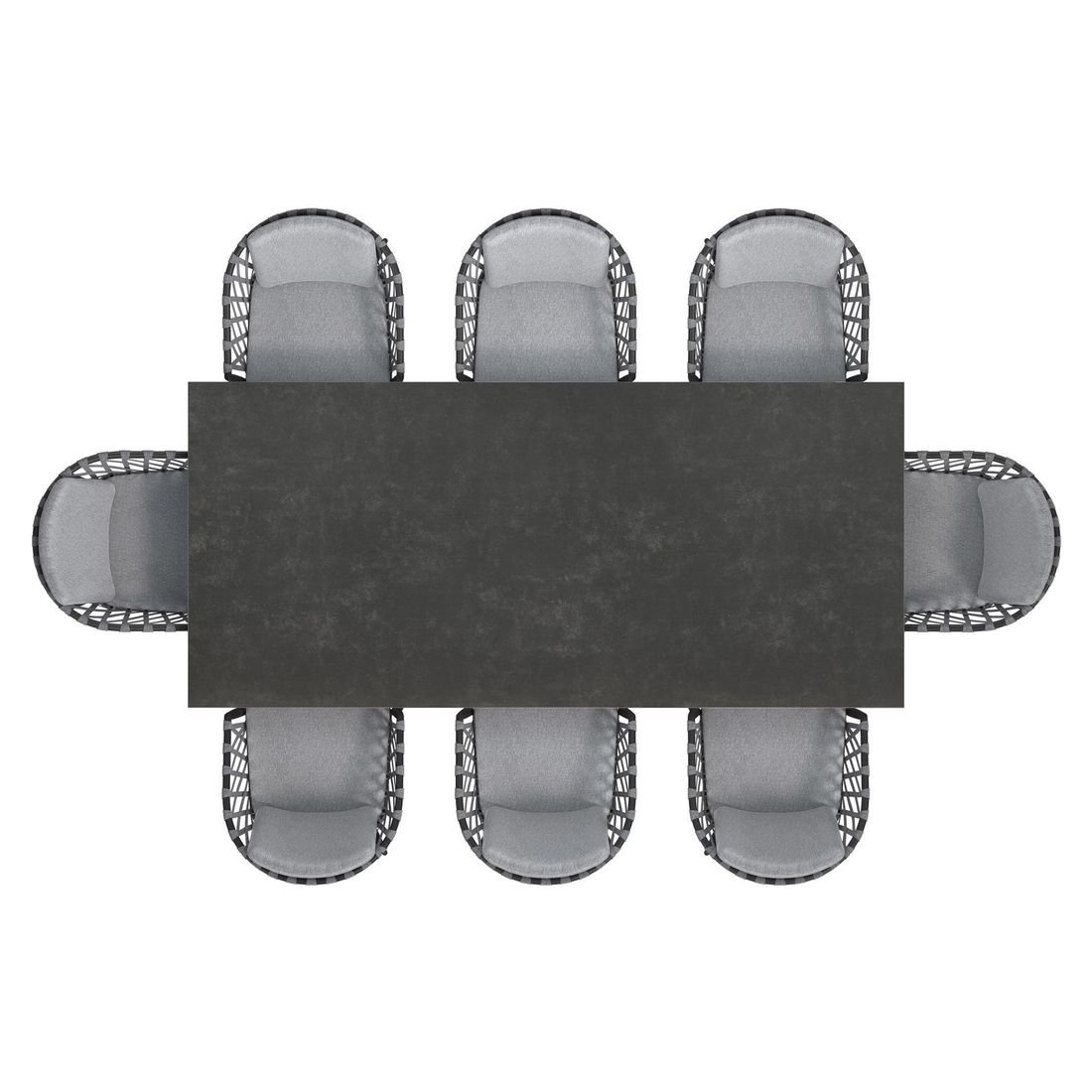 OUTLIV. Cairns Gartenmöbel-Set XL (8 Plätze) Tisch 220x100cm Aluminium/Glaskeramik Vierfuß