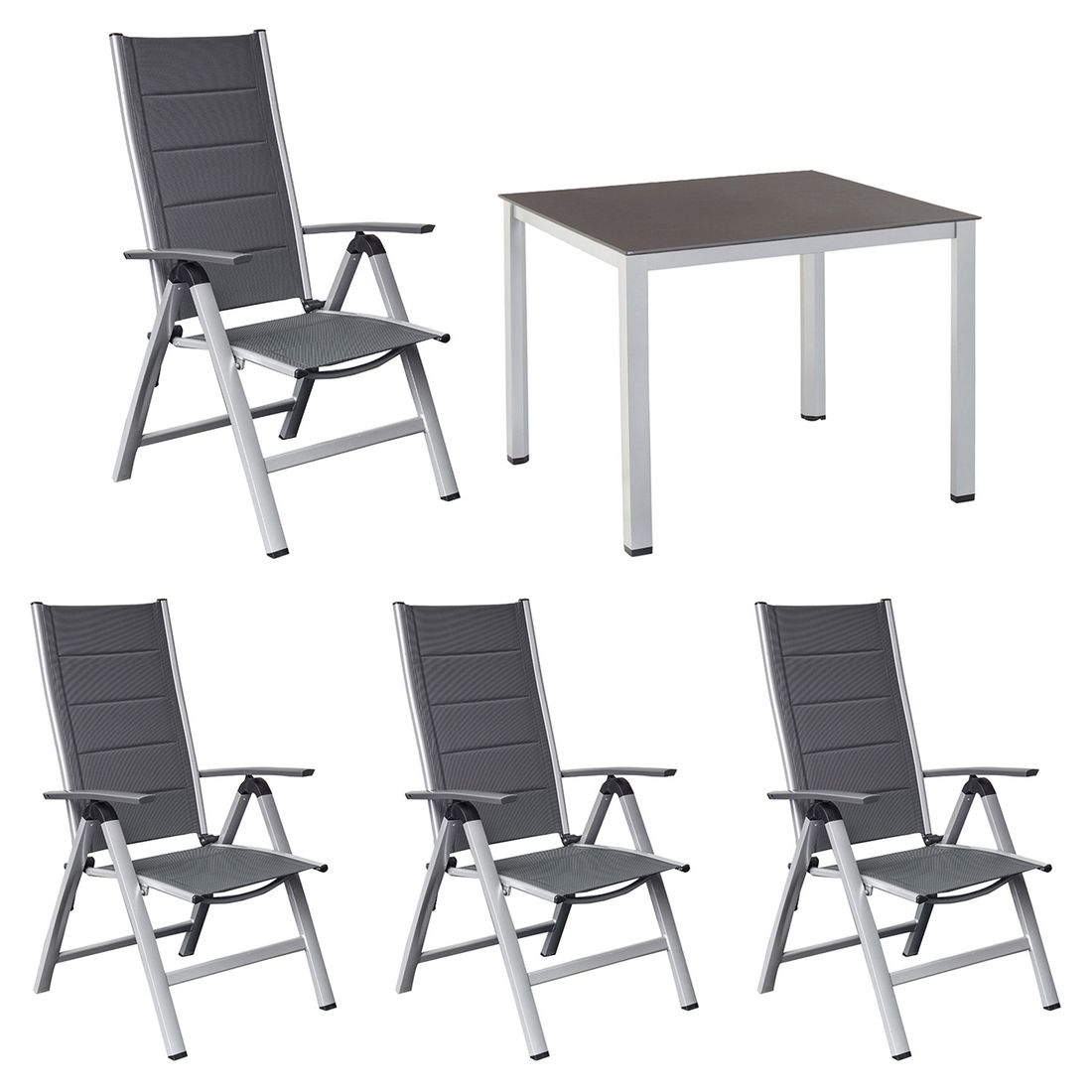 OUTLIV. Melbourne Gartenmöbel-Set M verstellbar (4 Plätze) mit Kettler Tisch 95x95cm