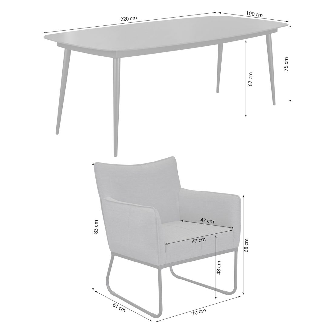 LC Garden Loma Gartenmöbel-Set L (6 Plätze) Tisch 220x100cm