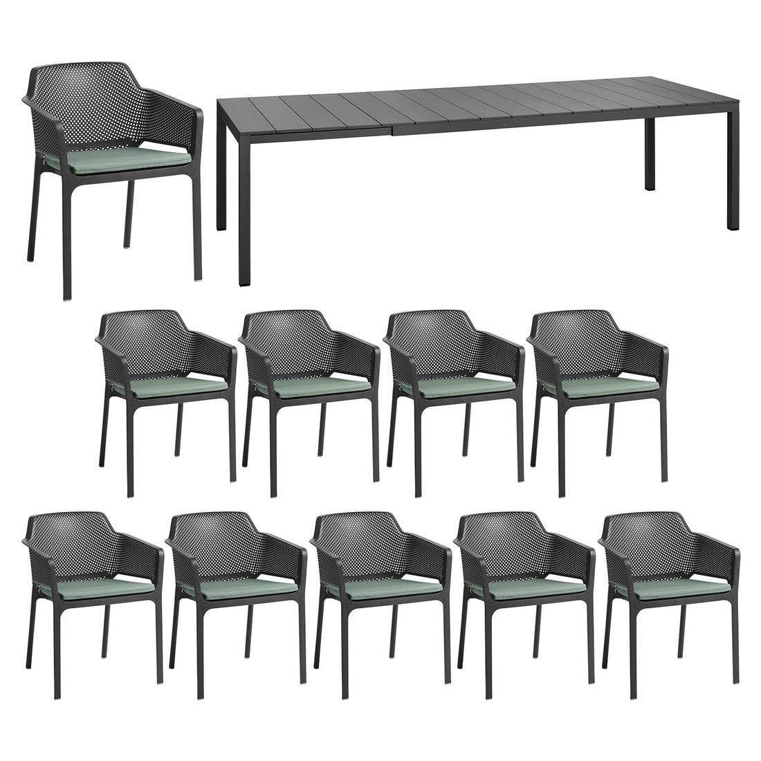 Nardi Net Gartenmöbel-Set XXL (10 Plätze) Tisch 210/280x100cm