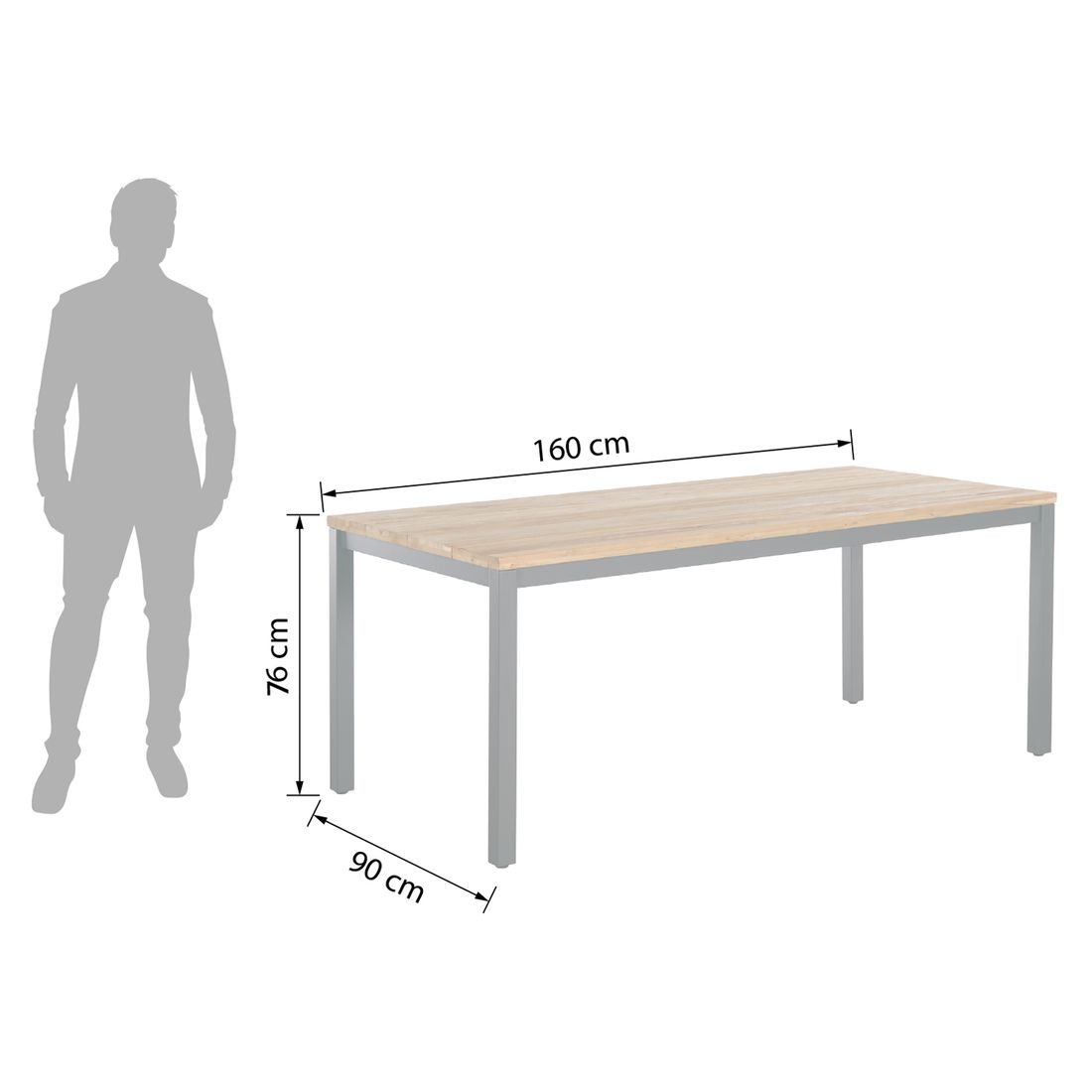 OUTLIV. Kobe Gartentisch Aluminium/Teak recycelt