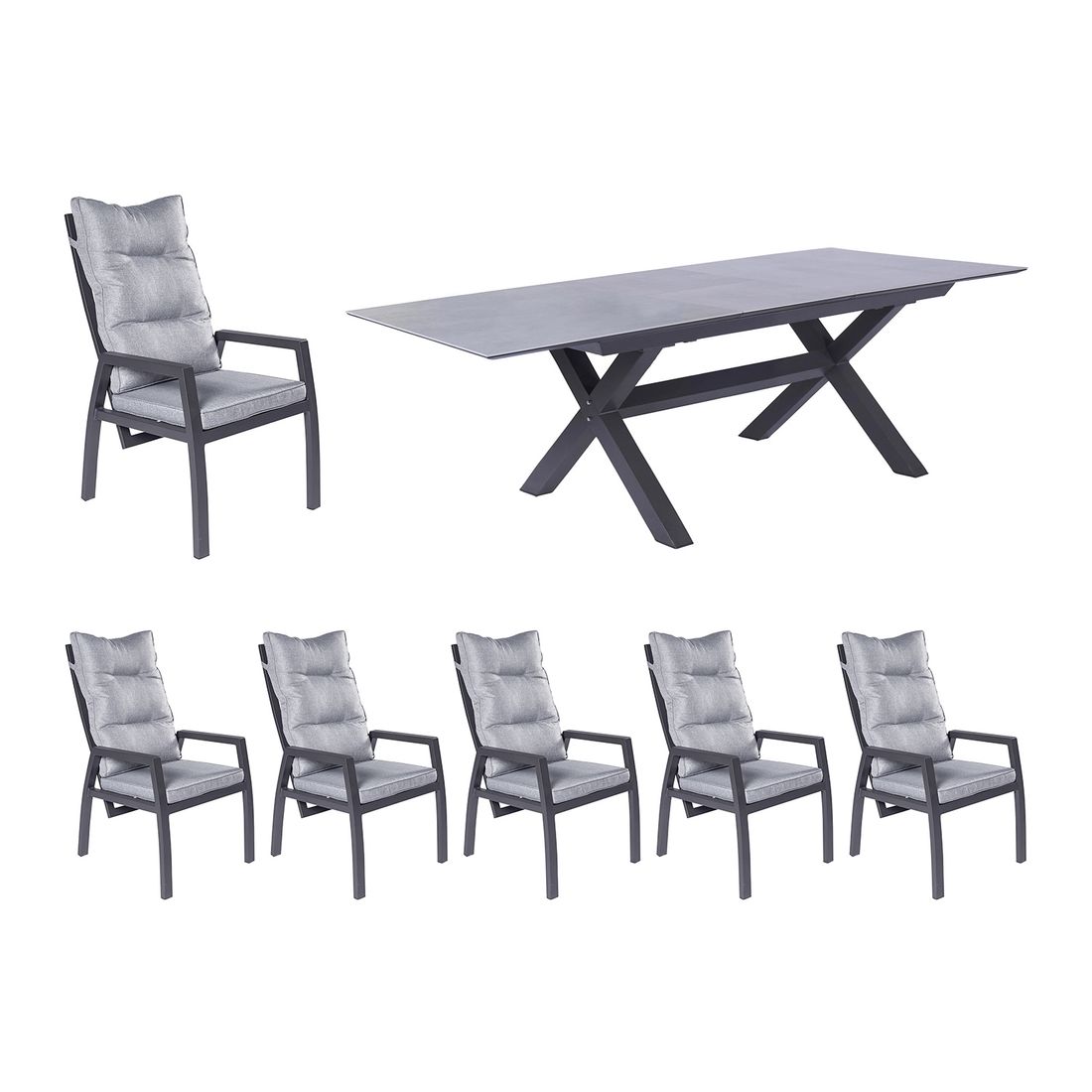LC Garden Bondino Gartenmöbel-Set L verstellbar (6 Plätze) Tisch 200/260x100cm