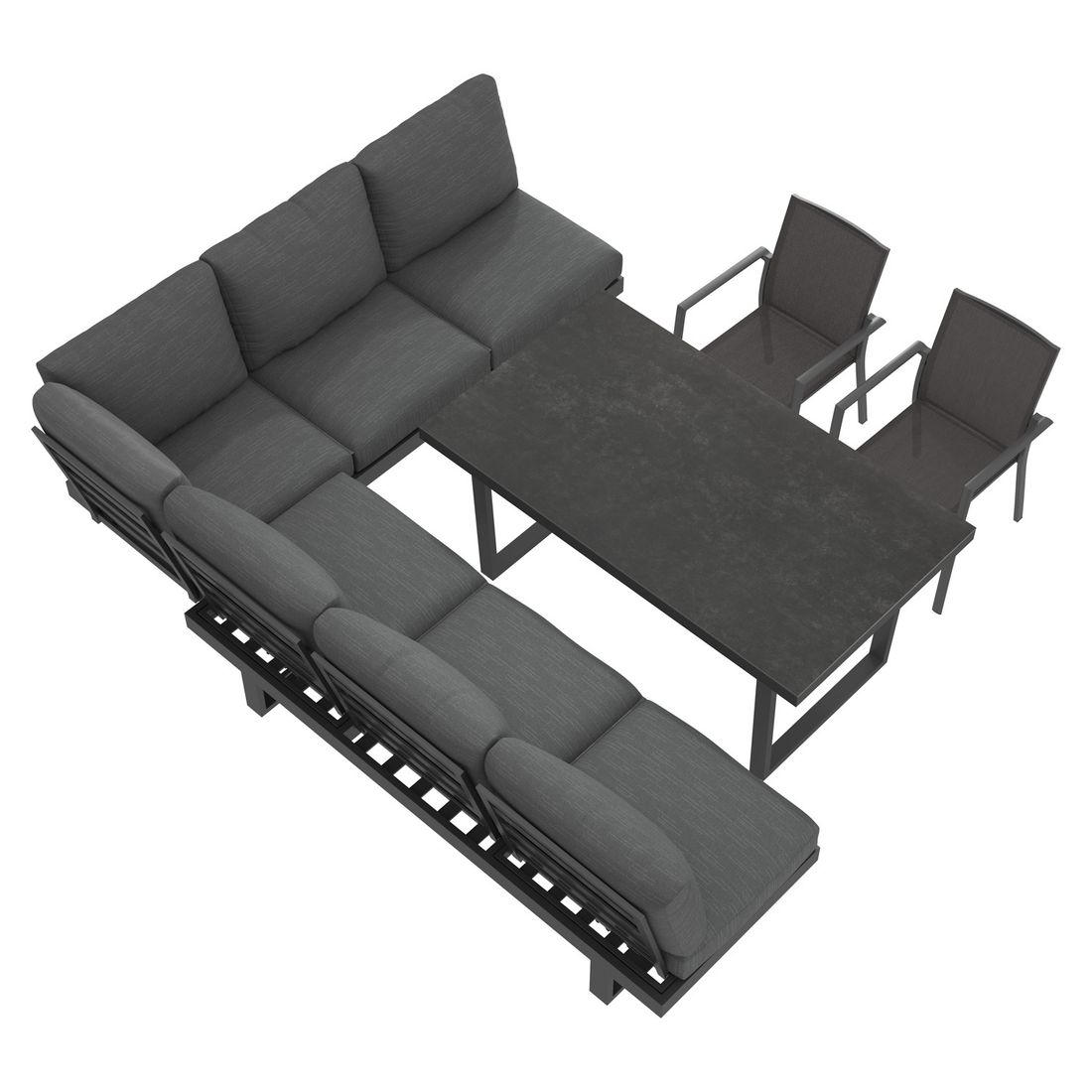 OUTLIV. Atlanta Dininglounge verstellbar Tisch 160x90cm Aluminium/Olefin