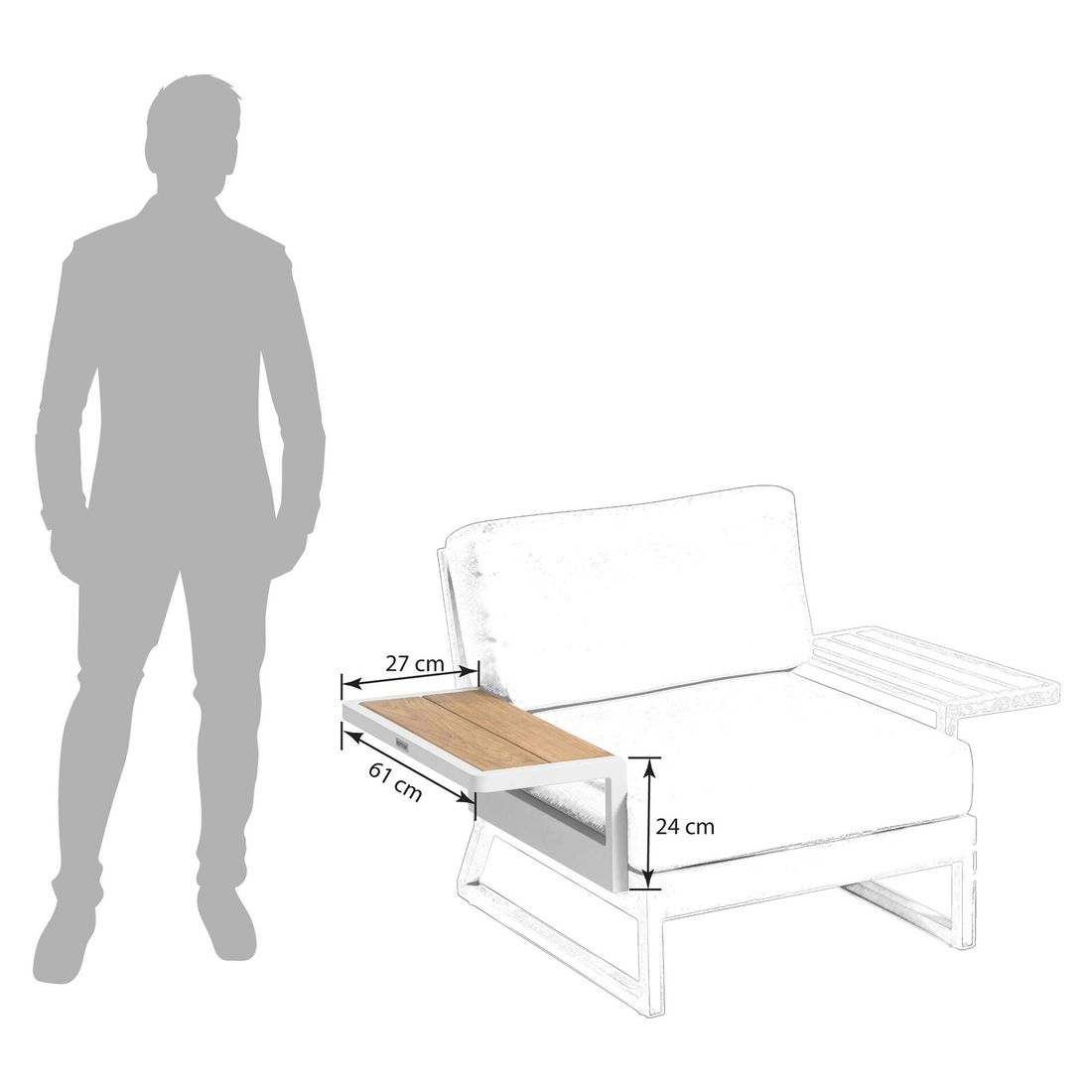 Kettler Ocean Skid Platform Ablagetisch Aluminium/Teak