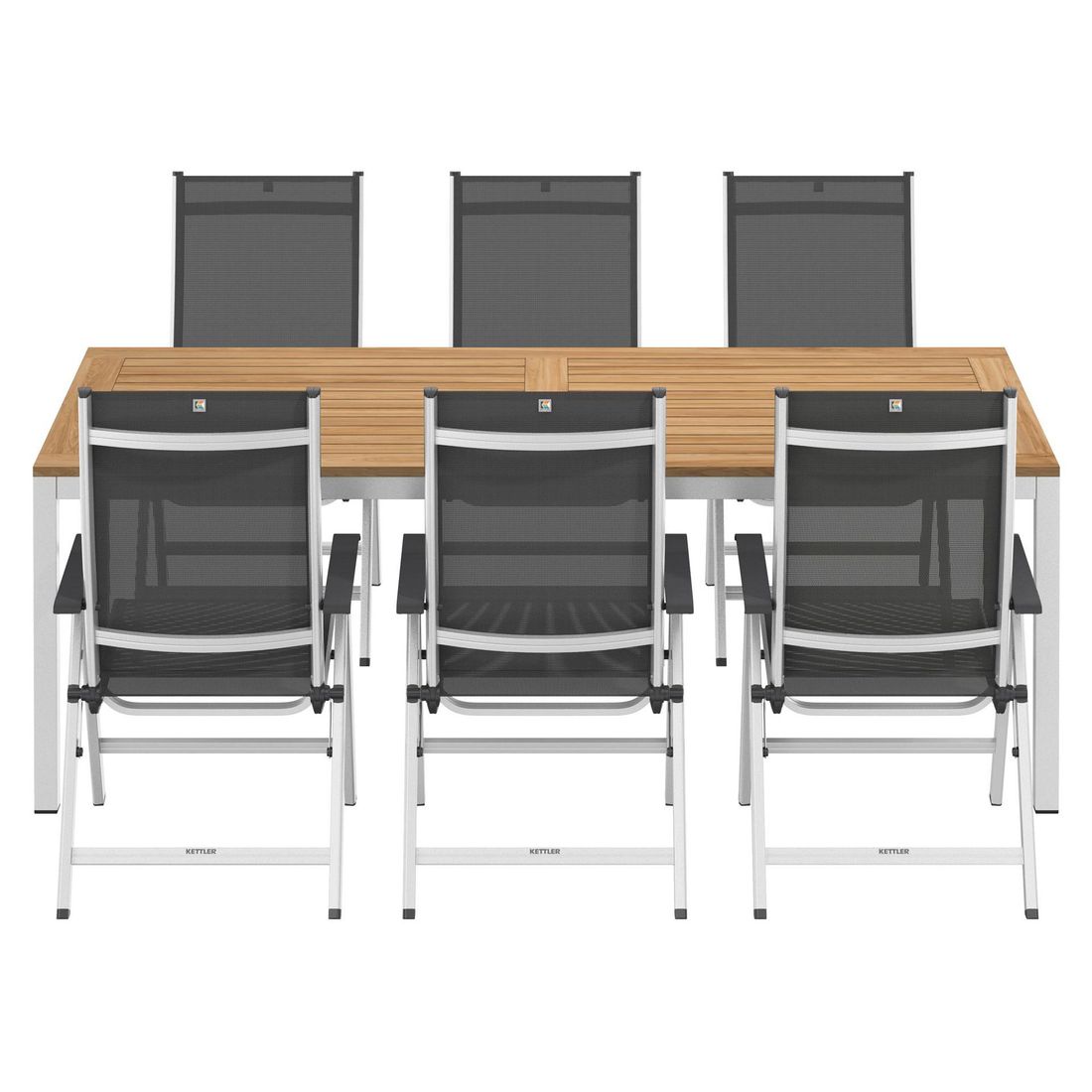 Kettler Basic Plus Gartenmöbel-Set L verstellbar (6 Plätze) mit OUTLIV. Tisch 220x100cm