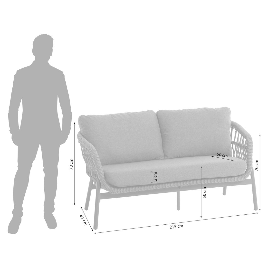 LC Garden Bari Gartenloungesofa Aluminium/Rope